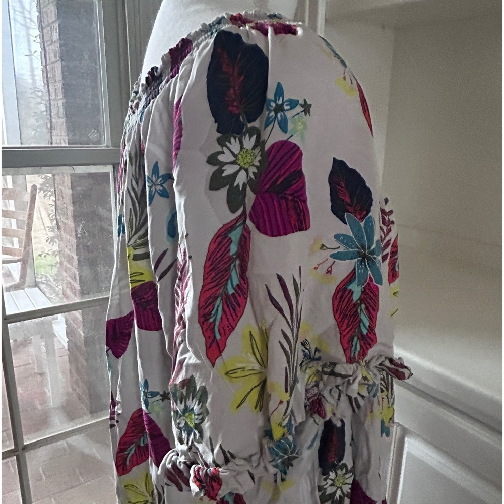 Terra Sky Floral Shirt Blouse Curvy Comfort Ruffle Sleeve Lightweight Plus Sz 1x - Picture 10 of 12